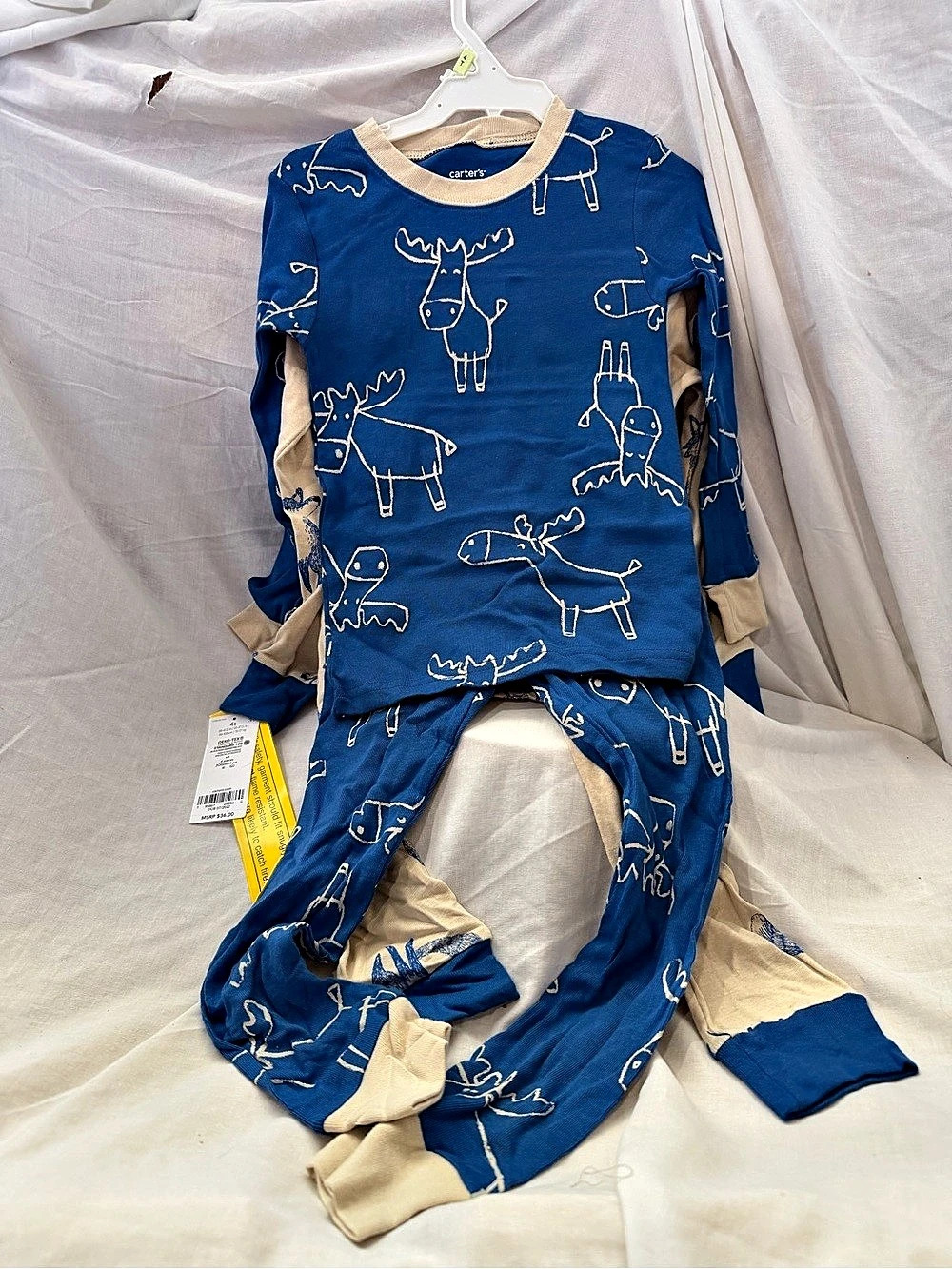 Carter's Animal Print Pajama Set Blue & Cream Girls 4T NWT